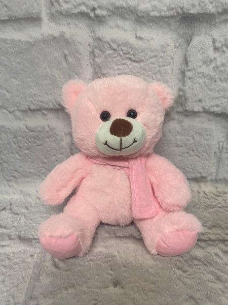 Blue or Pink Teddy Bear with Scarf